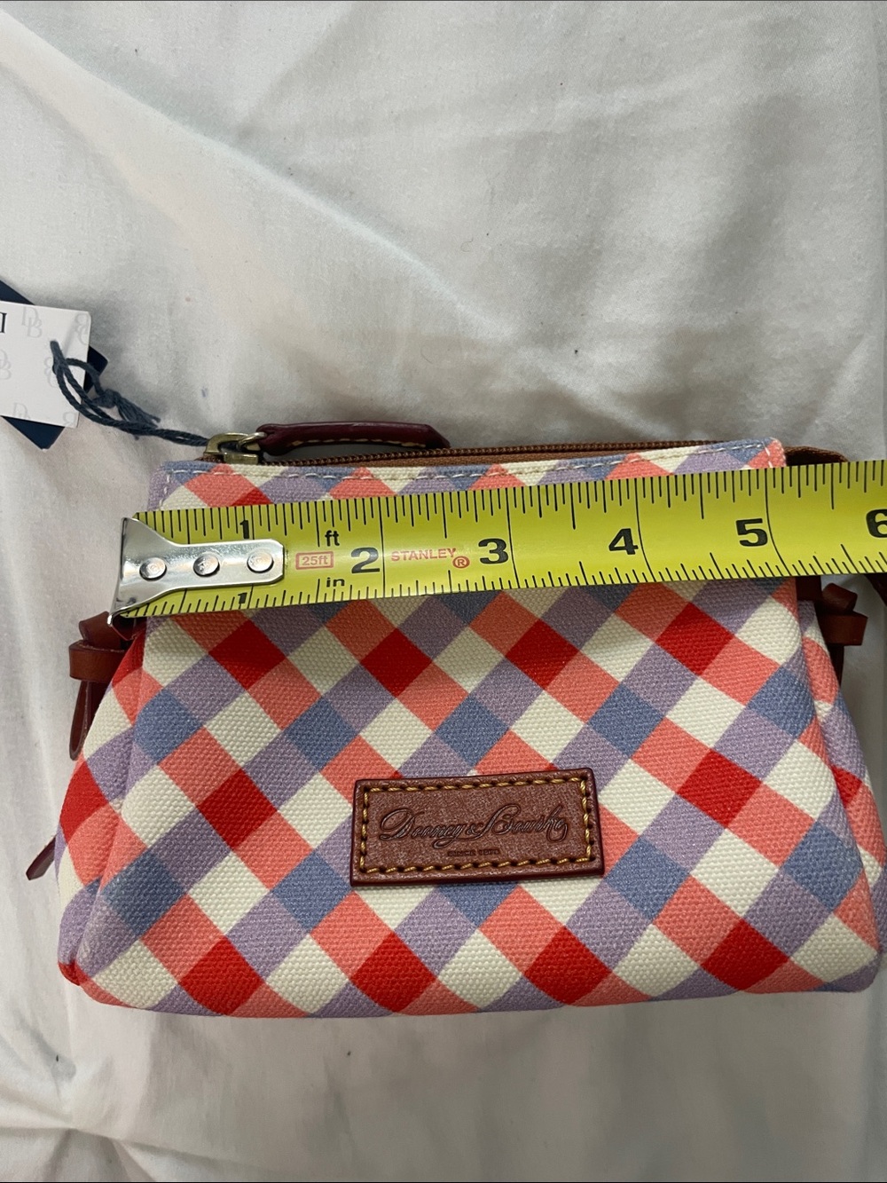 NWT Dooney & Bourke Red, Cream, and Lavender Gingham Mini Pouch - Picture 8 of 10